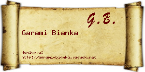 Garami Bianka névjegykártya